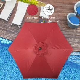 Simple Deluxe 2 Pack 7.5' Patio Umbrella Outdoor Table Market Yard Umbrella with 6 Sturdy Ribs for Backyard, Pool, Garden, Deck, Red