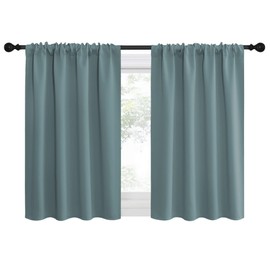 NICETOWN Greyish Blue Blackout Curtains Panels for Window, Thermal Insulated Rod Pocket Blackout Drapes/Draperies for Living Room (2 Panels, W42 x L36 inches)