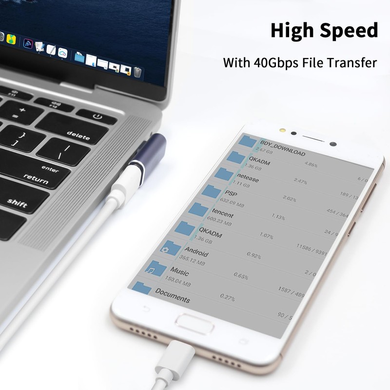 Poyiccot USB C Right Angle Adapter 40Gbps, 8K@60Hz, 100W, USB