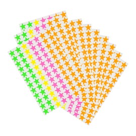 Teachers Reward Stickers in Mixed Neon Colors, 840 Star Stickers in 14mm Diameter. Useful for Decoration and Reward Charts