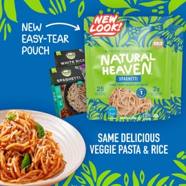 Natural Heaven Hearts of Palm Spaghetti 3-Pack + White Rice 3-Pack – Low-Calorie, Keto & Gluten-Free Food, Vegan, 9 Oz Ea