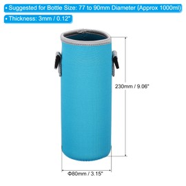 PATIKIL 80mmx230mm Water Bottle Sling Bag, 4 Pack Neoprene Portable Insulated Bottle Holder Carrier with Adjustable Shoulder Strap, Blue