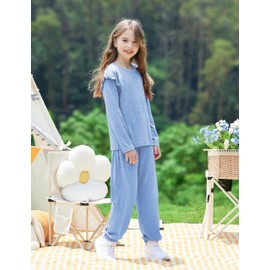 Yekaty Size 8 Clothes Stylish Ruffled Sleeve Tops and Leggings Sets Back to School Outfits for Girls Size 7-8