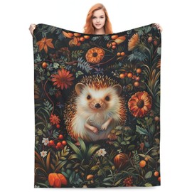 Cute Hedgehog Blanket Forest Hedgehog Decor Blanket Super Cozy Plush Lightweight Soft Plush Flannel Fleece Jungle Animal Blanket Gifts For Girls Boys Kids Women Men Teenager For Sofa Bed Couch 40"X50"