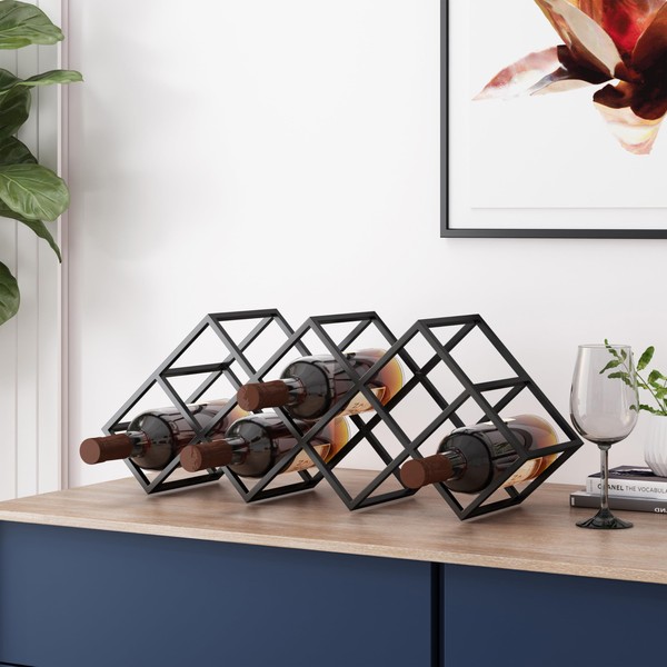 YLIEHS Tabletop Wine Rack with 7 Bottle Holders, Modern Industrial