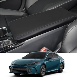 Rifoda for Toyota Camry 2025 2026 Center Console Cover Microfiber Leather Cover Center Console Cushion Car Protection Decoration Accessories Black with White Stitches