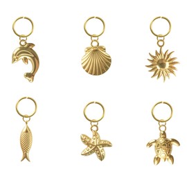 HICOHAND Gold Bikini Charms, 6 PCS Stainless Steel Swimwear Accessories Sandal Charms for Women's Swimsuits Waterproof & Tarnish-Proof Summer Beach Party