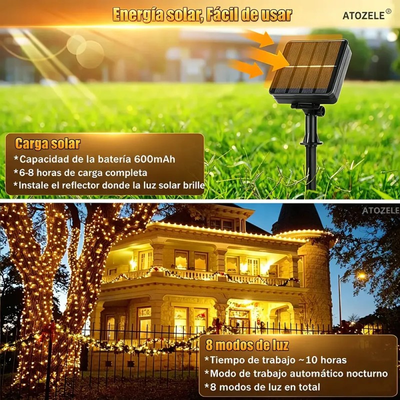 Serie Luces Solares LED 32m 300 Amarillo Cálido IP65 Ideal