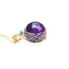 K KOUOKU Natural Crystal Round Ball Pendant Necklace, Power Stone,