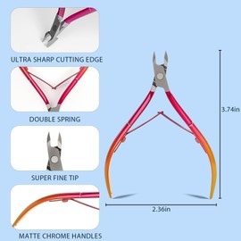 Criyar Cuticle Nippers Kit: Precision Nano-Coated Stainless Steel Cuticle Trimmer Remover for Fingernails and Toenails, Cutter for Manicure Pedicure, Nail Clippers Tools for Women (Red+Blue 2PCS)