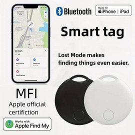 UanTii Smart Finder Bluetooth Tacker Smart Air Tag Anti Lose Reminder Key Finder Works with iOS Find My App (White 1pcs)