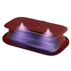 Homedics UV Clean Phone Sanitizer, Portable Fast Germ Sterilizer & UVC Light Disinfectant for Cell Phone, Makeup Tools, Credit Cards, Keys, Glasses, Kills up to 99.9% of Bacteria & Viruses, Red