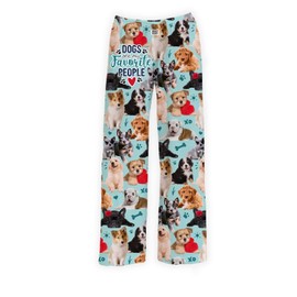 BRIEF INSANITY Lounge Pajama Pants - Dog Themed Comfy Lightweight Sleep Bottoms with Pockets - Graphic Print Design Ultra Soft Unisex Pjs (Dog Favorite People, Medium)