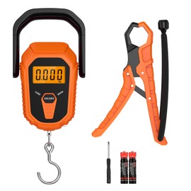 ORIA Digital Fish Scale with Lip Gripper, 110lb/50kg Hanging Scale, Floating Waterproof Fish Scale, Portable Luggage Scale with 38'' Built-in Tape Measure, LCD Backlit, Batteries, for Indoor, Outdoor