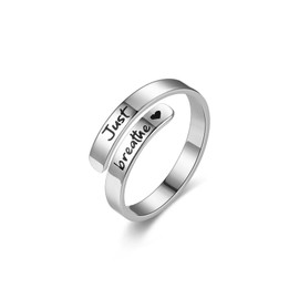 ZenVib Statement Motivation Rings For Women, Adjustable Promise Pinky Stainless Steel Spiral Wrap Twist Inspirational Gift Jewelry, Stainless Steel, No Gemstone