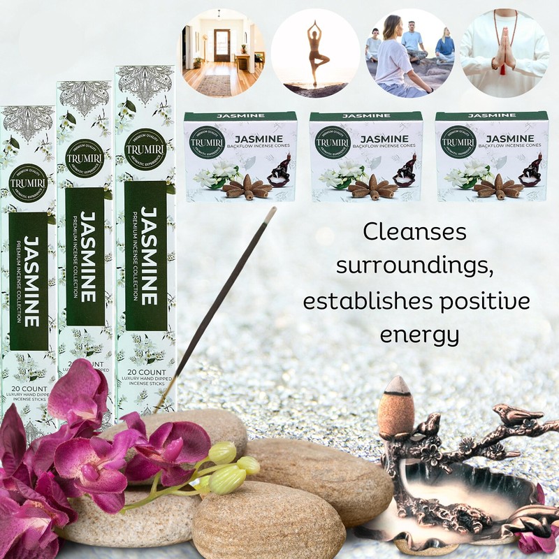 Jasmine Incense Sticks & Backflow Incense Cones for Waterfall Combo