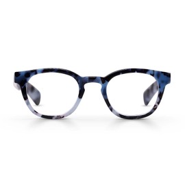 eyebobs Total Wit | Premium Reading Glasses for Men and Women | Round Frame for Average Faces | Blue Tortoise, 4.00