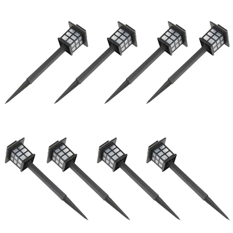 8pcs Warm White LED Solar Lantern Torch Light Garden Landscape