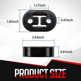 Flygun 4 PCS Car Exhaust Pipe Support Bracket, Rubber Two-hole Shock-absorbing Muffler Suspension Lugs, Muffler Lifting Ear Modification Aaccessories, Compatible with Trucks, Cars, and SUVs (Black)