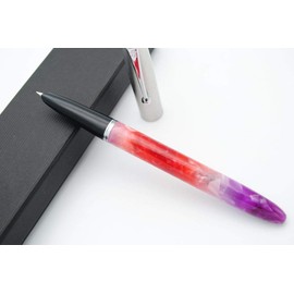 JINHAO 51A Celluloid Acrylic Fountain Pen Steel Cap Ink Pen (Fluorescent Red, Extra Fine Nib 0.38mm)