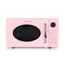 Nostalgia Retro 1000W Microwave Oven 1.1 Cu Ft Capacity – Child Safety Lock, 8 Auto-Cook Settings – Countertop Kitchen Appliance – Pink