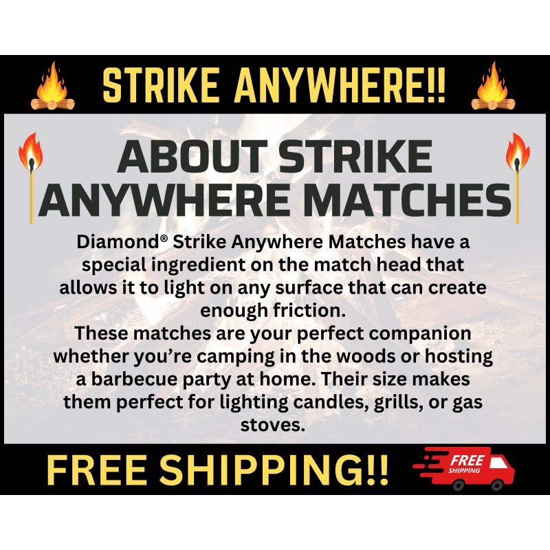 Strike Anywhere Matches - Perfect for Survival Kits, Camping, and