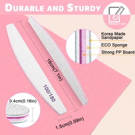 Professional Nail Files, Emery Board Nail File for Natural Nails 100/180/240 Grit Nail Files for Acrylic Nails 12pcs Fine Grit Nail File Manicure Tools Coarse Fingernail Files (100/180 Grit)