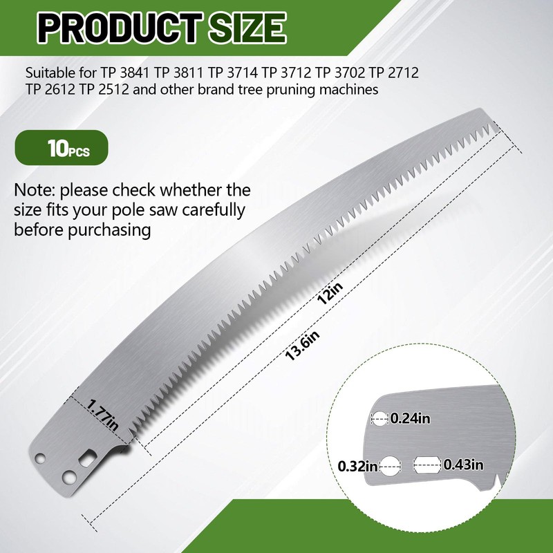 Yaocom 10 Pcs 12 Pole Saw Blade Tree Pruner Replacement