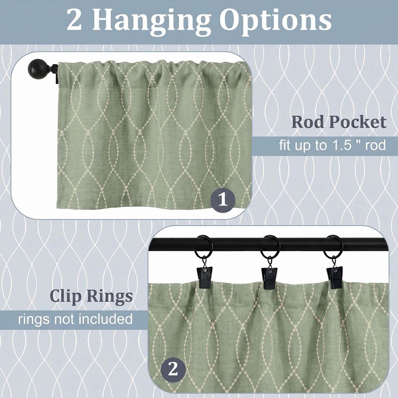 Small Valance Curtains for Windows 52Wx14L, 1 Pack