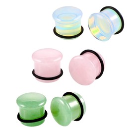 Set of 2 Stone Ear Gauges Earrings Stone Ear Gauges Plugs Jewellery 6 mm (2g), Stone