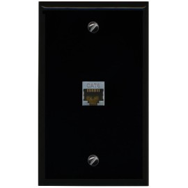 Wall Plate City 1 Port Black Jack Face Plate Cover Wire Cable 1 Gang CAT6-SHIELDED Wall Plate