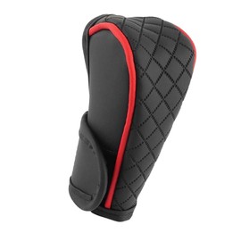 MLY Gear Shift Cover, Leather Scratch Resistant Car Gear Shift Cover, Anti Slip Gear Shift Knob Protector Cover, Universal Gear Shifter Cover Decoration Accessories (Black & Red)