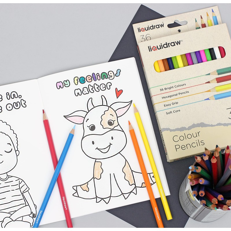 Liquidraw 36 Adult Colouring Pencils, Premium Art Coloured Drawing Pencils