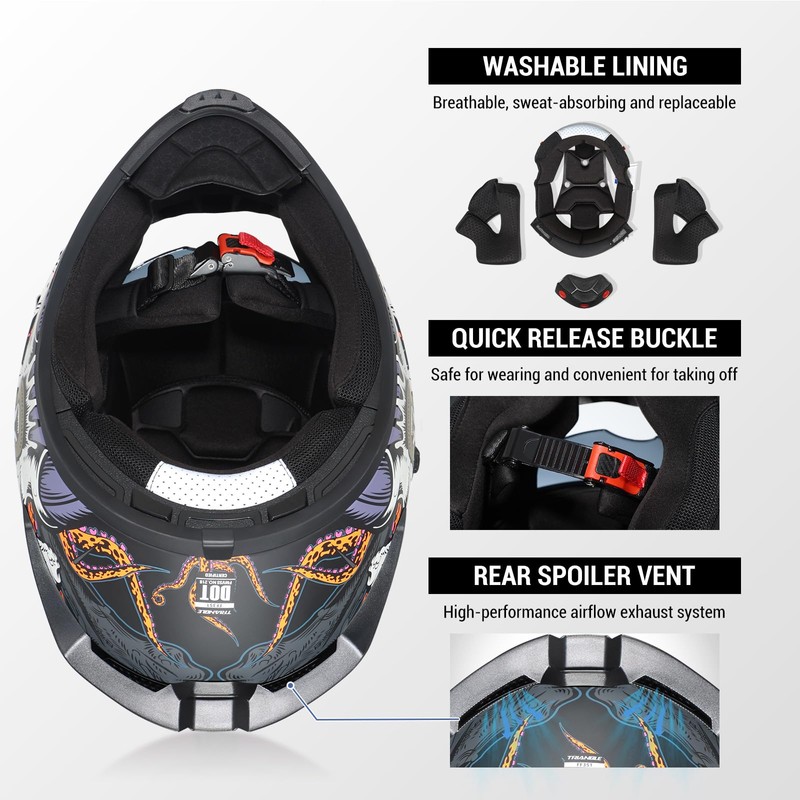 TRIANGLE Motorcycle Helmets Full face Helmet for Adults Men and