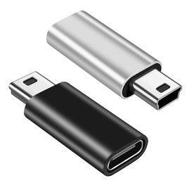 BORLTER CLAMP USB C to Mini USB Adapter 2-Pack Type-C Female to Mini USB Male Adapter for MP3 Players, Digital Cameras, GPS, Portable Hard Drives, Digital Box Machine and More