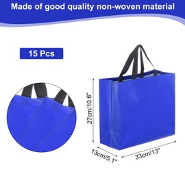 uxcell 15Pcs Laser Gift Bags with Handles Bulk, 3.9" x 7.9" x 10.2" Non-woven Party Favor Bags with Glossy Finish Reusable Gift Bags for Party, Wedding, Christmas, Holiday, Deep Blue