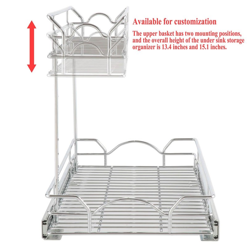 OCG Under Sink Cabinet Organizer Two Tier Pull Out Shelf