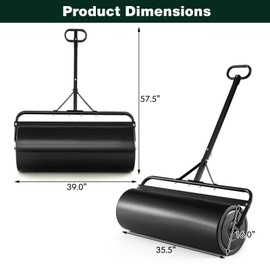 COSTWAY Lawn Roller Push/Tow Behind a Tractor Sod Drum Roller for Garden Yard Park Farm (Black)