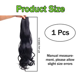 Black Hair Extensions, 1 Pcs Invisible Secret Synthetic Curly Hairpiece for Women, Synthetic Long Wavy Hair Pieces for Women