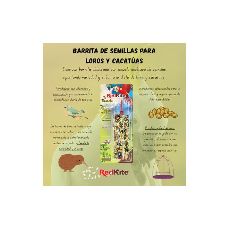 BARRITA DE SEMILLAS P/LOROS Y CACATUAS - 1 PZ