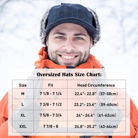 XXL 2XL Winter Trapper Hat Baseball Cap for Large Big Head Men Women with Faux Fur Earflaps Quilted Lined Ear Protection Cold Weather Army Green