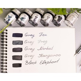 Octopus Write and Draw Ink Set Basic Grey, Waterproof Ink for Writing and Drawing, Calligraphy Ink, Drawing Ink for Fountain Pen, 6 x 10 ml