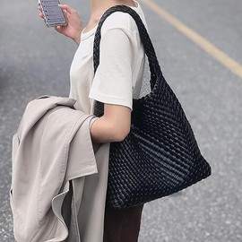 Fashion Woven Tote Bag,for Women Vegan Leather Handwoven Bags With Mini Handmade Purse, Travel Beach Top Handle Handbags (Large)