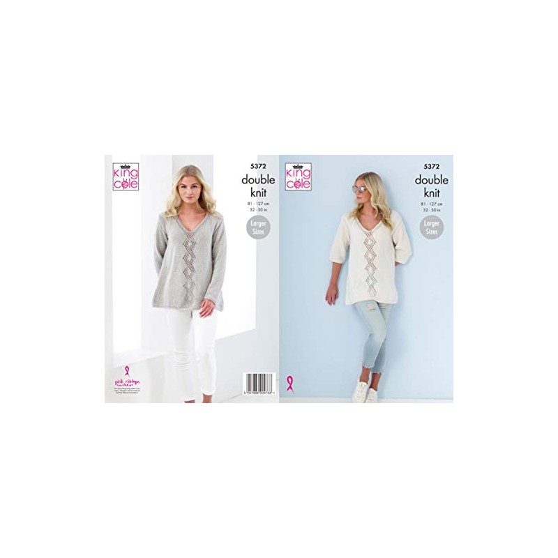 King Cole 5372 Knitting Pattern Womens Short and Long Sleeve