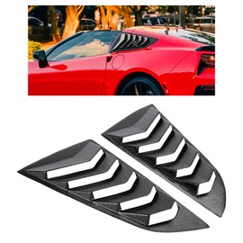 HECASA Side Window Louvers Compatible with 2014-2019 C7 Corvette Stingray Grand Sport Z06 Z51 ZR1 Classic Style Black Sun Shade Cover