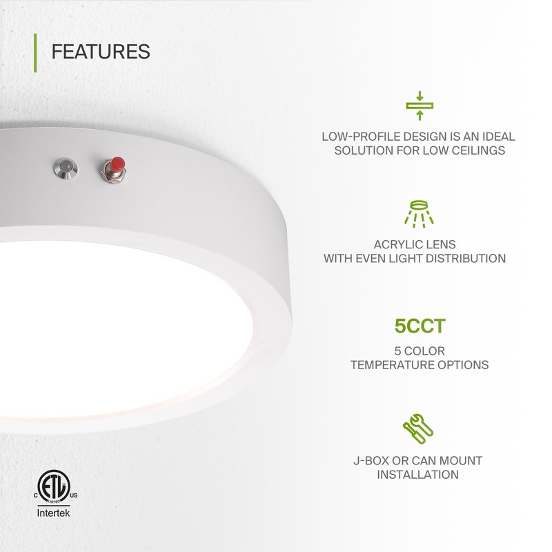 ASD 9 Inch LED Flush Mount Ceiling Light with Emergency