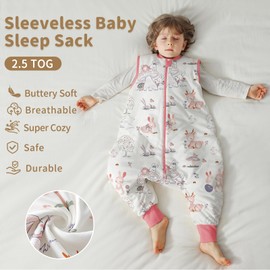usbettas Toddler Sleep Sack with Feet 3t-4t, 2.5 TOG Thermostatic Infant Sleeping Sack with Legs, Soft Cotton Quilted Baby Wearable Blanket, 2-Way Zipper Baby Warm Sleep Bag Walker for Winter