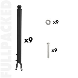 9 Pack 1-3/8'' Chain Link Fence Extension, 19.5'' Fence Extension Height, Galvanized Post Extender for Dogs and Privacy (Black)