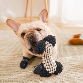 4 Pcs Non-Slip Waterproof Dog Boots | Soft Paw Protectors for Indoor, Outdoor | Small/Medium/Large Sizes (Black, 7)