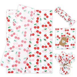 60 hojas de papel de seda de cereza para envolver regalos, 28 x 20 pulgadas, cerezas de verano, diseño de frutas a granel, papel de seda para cumpleaños, Navidad, embalaje, fiesta, regalo, regalo, fiesta, regalo, bricolaje, manualidades, cajas de decoración